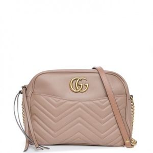 GUCCI Calfskin Matelasse Medium GG Marmont Chain Shoulder Bag